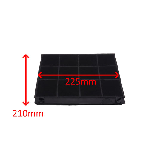 Filtro ai carboni attivi 225x210mm per cappa aspirante Candy Electrolux AEG Faure Zanussi Rex Smeg Elica