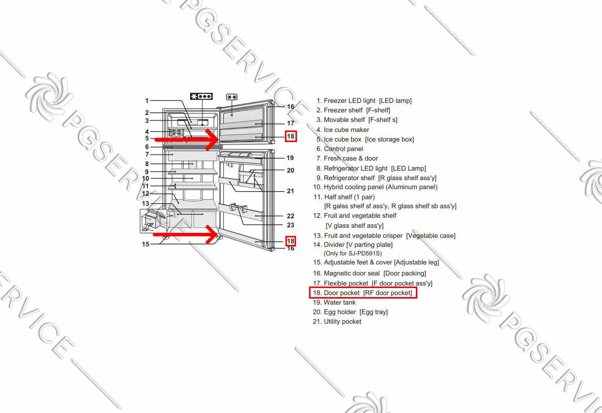 Sharp mensola balconcino freezer A330 frigorifero SJPD591 SJPT520 SJT520 SJTD591