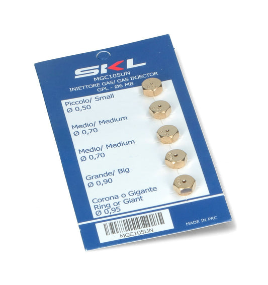 SKL kit ugelli iniettori piano cottura forno GPL bombola 0.50 0.70 0.90 0.95