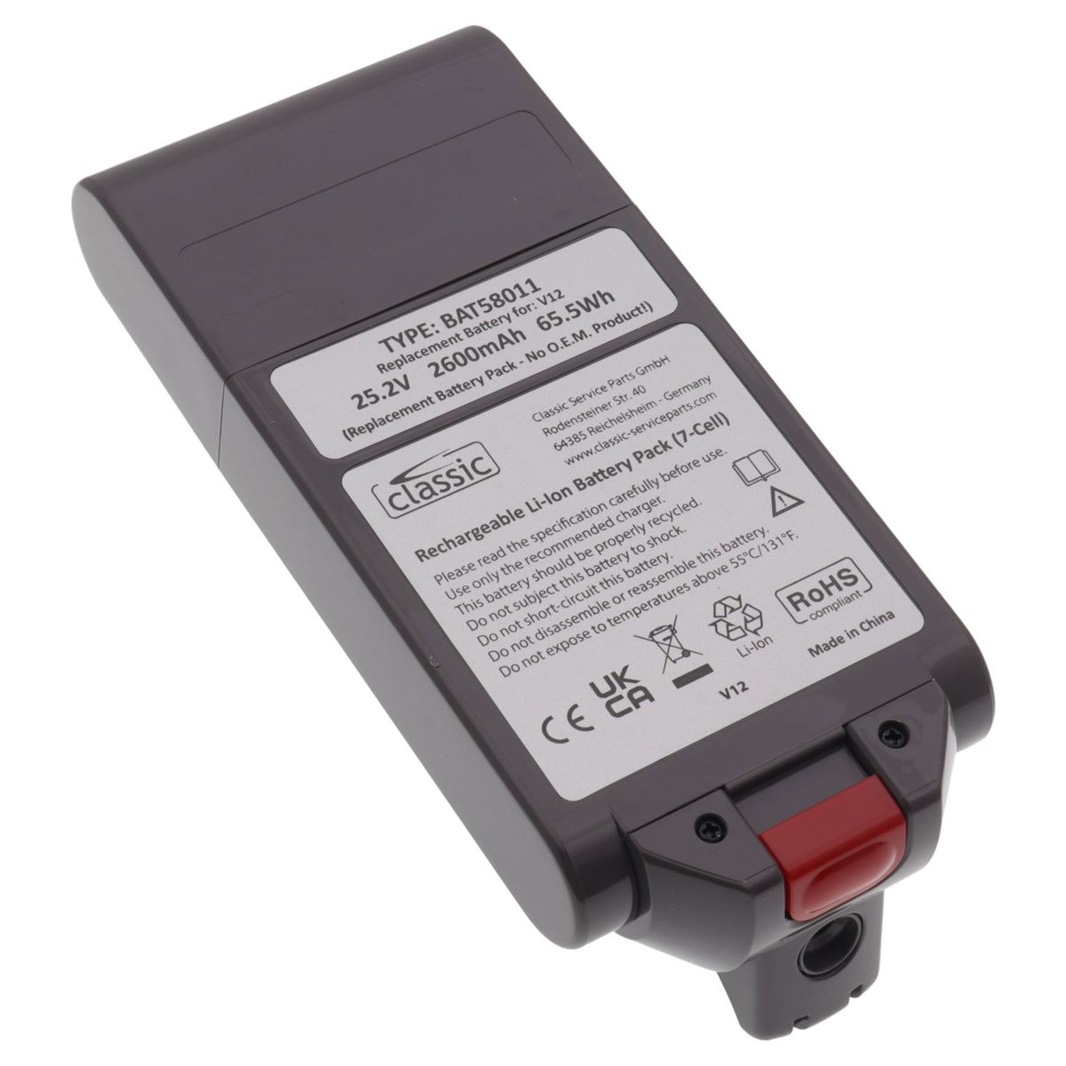Batteria 25.2V 2600mAh per scopa aspirapolvere Dyson V12 SV20 SV26 SV30