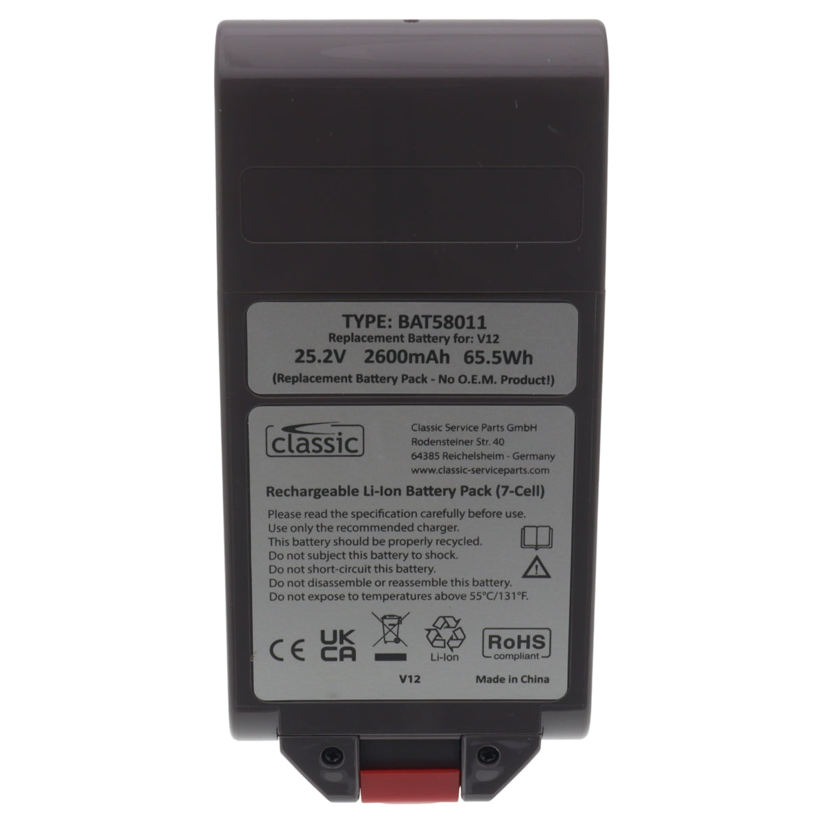Batteria 25.2V 2600mAh per scopa aspirapolvere Dyson V12 SV20 SV26 SV30